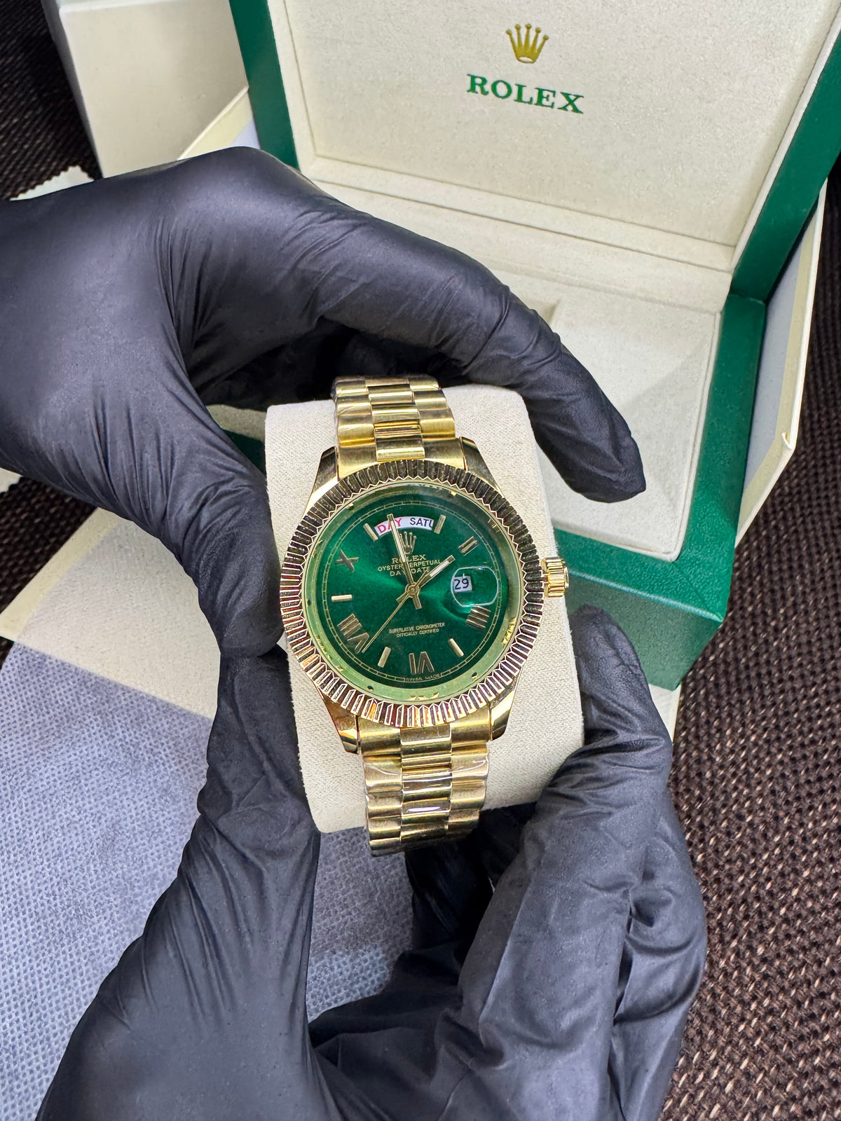 Rolex oyster perpetual | gold green | high grade