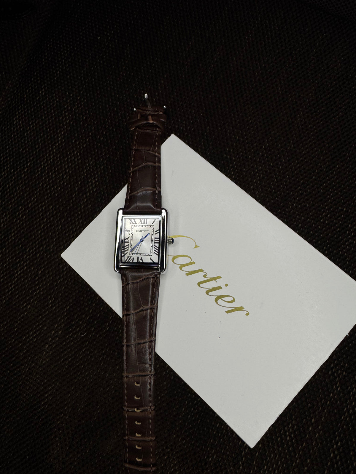 Cartier tank | brown silver roman dial