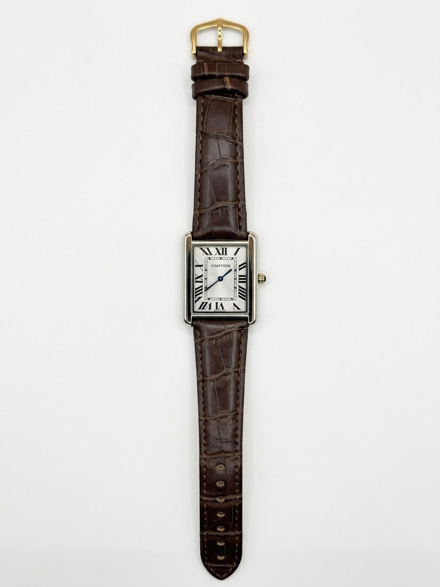 Cartier tank | brown silver roman dial