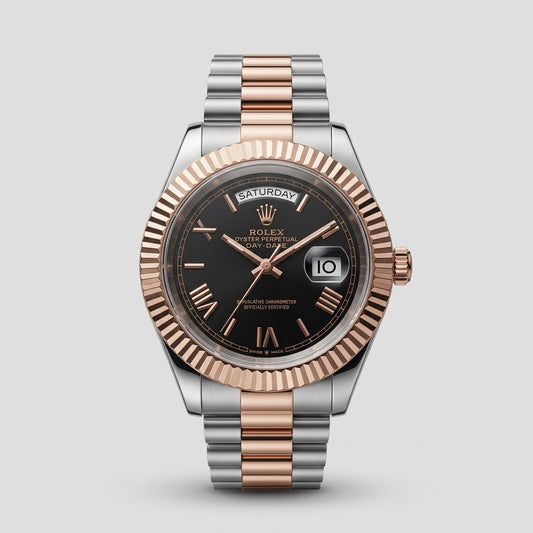 Rolex roman dial | rose gold silver black