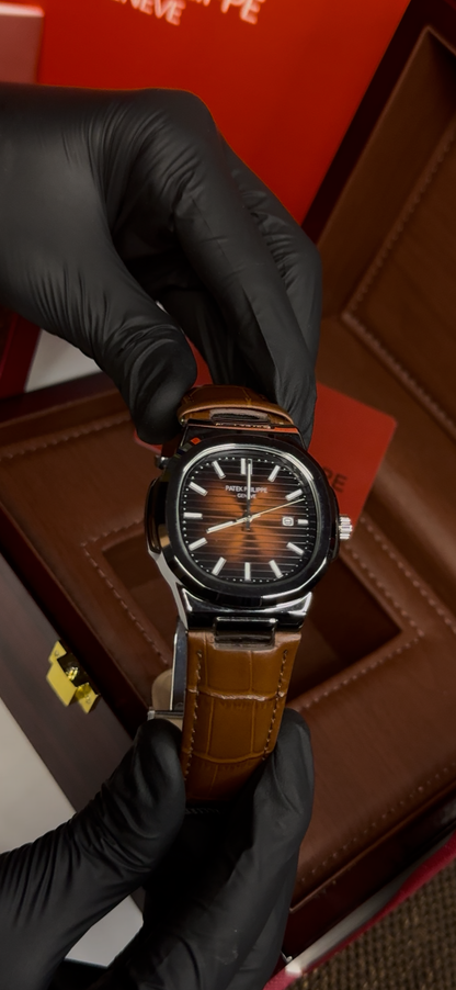 Patel philippe leather strap | wood brown