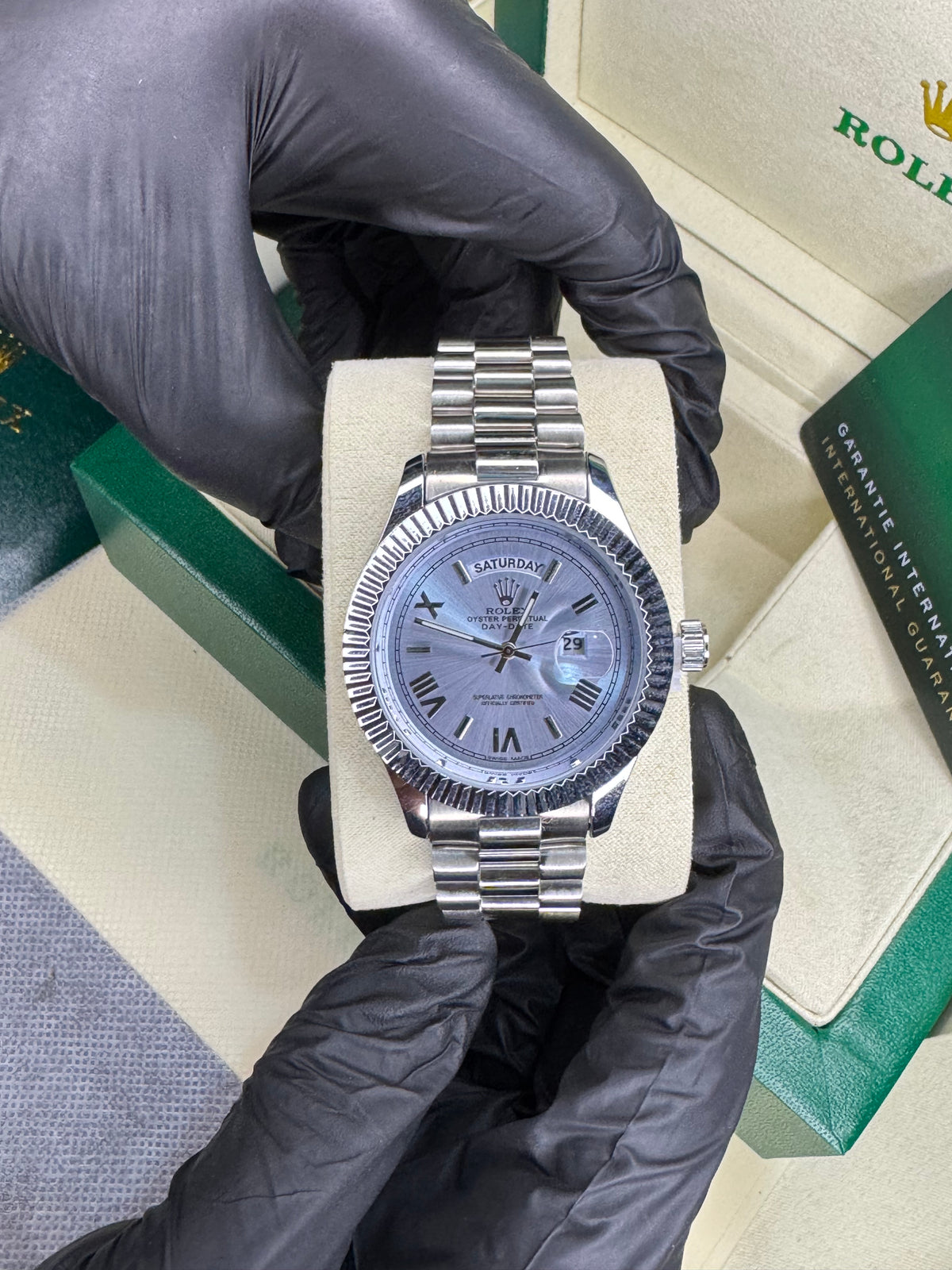 Rolex roman dial | silver tiffany