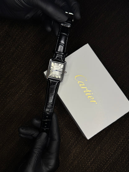 Cartier tank | black white roman dial