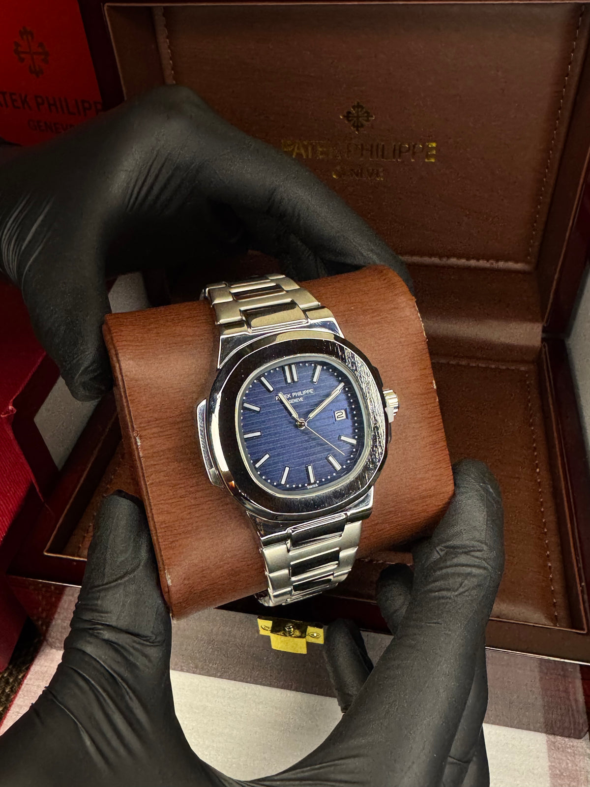 patek philipe silver dark blue