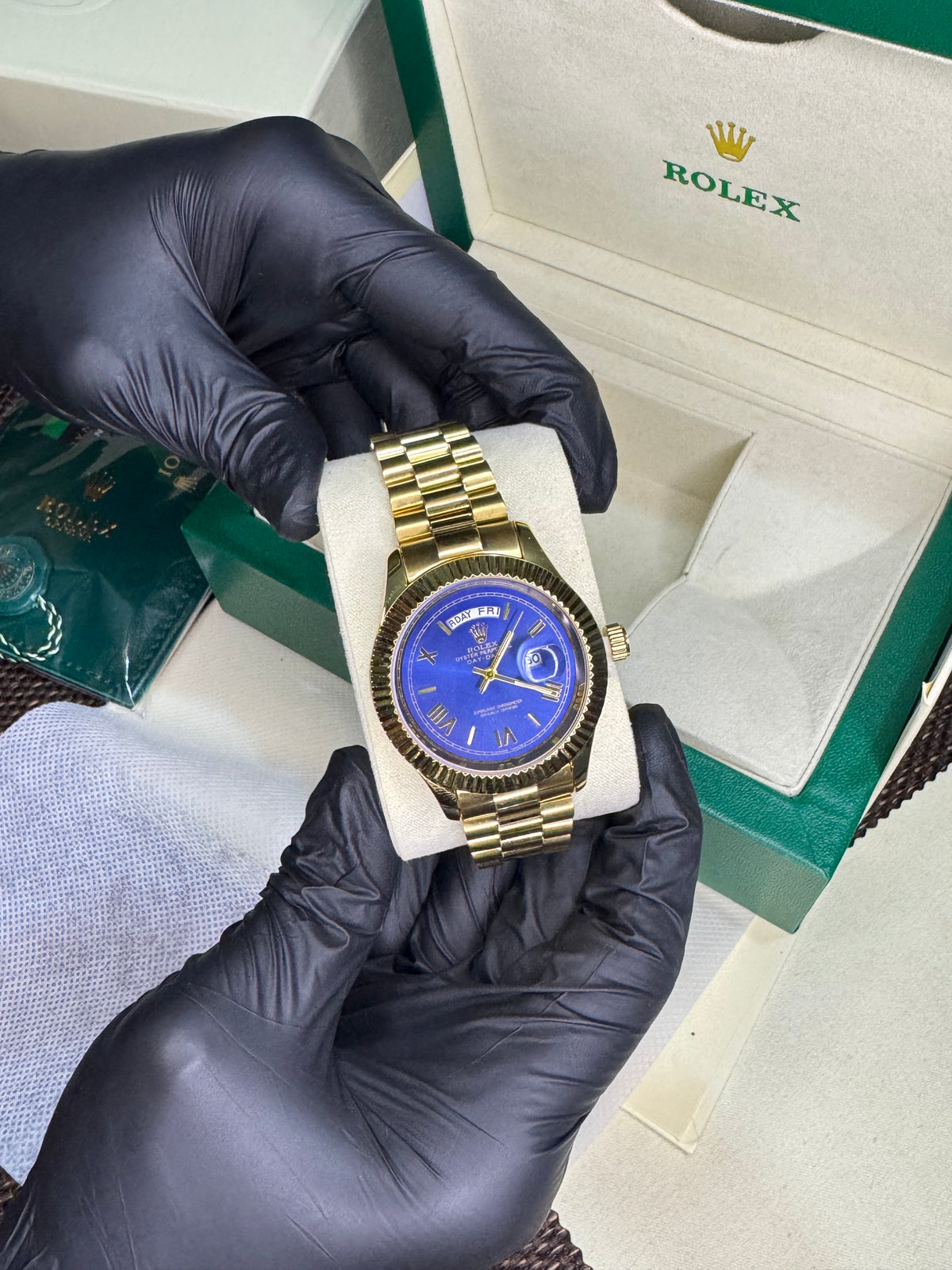 Rolex roman dial | golden blue