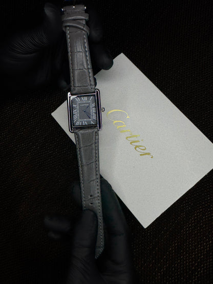 Cartier tank | leather grey roman dial