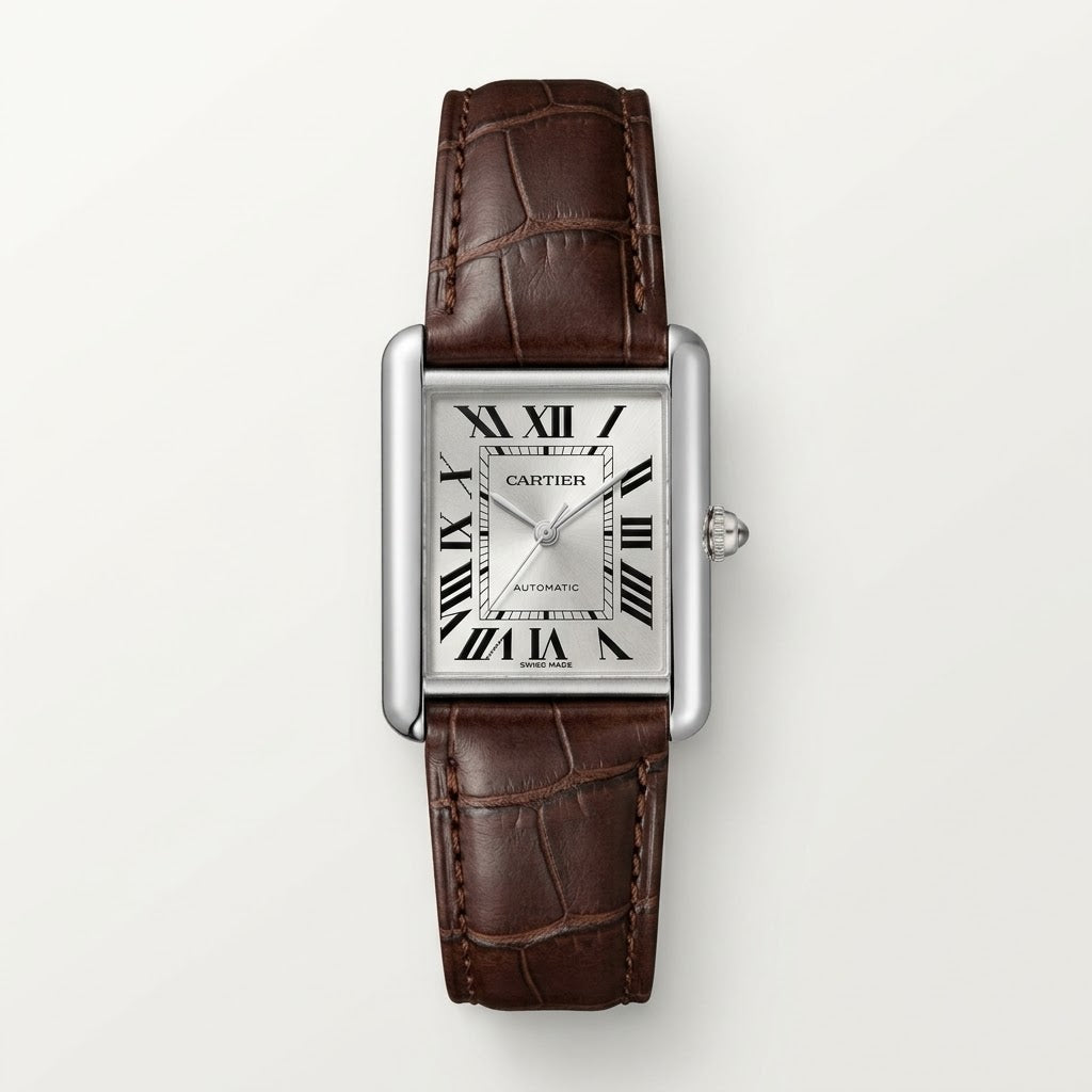 Cartier tank | brown silver roman dial