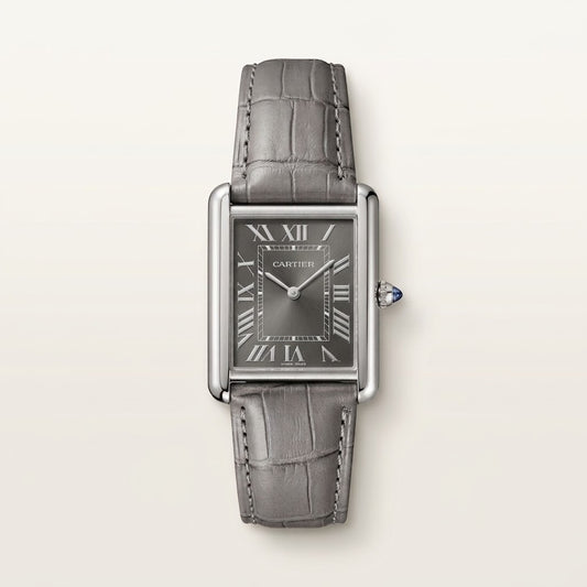 Cartier tank | leather grey roman dial