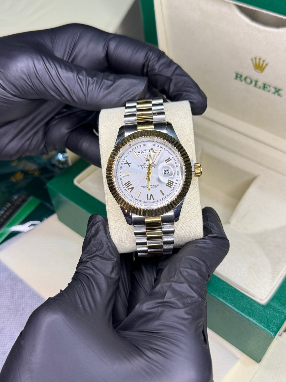 Rolex | two tune silver & gold with white dial