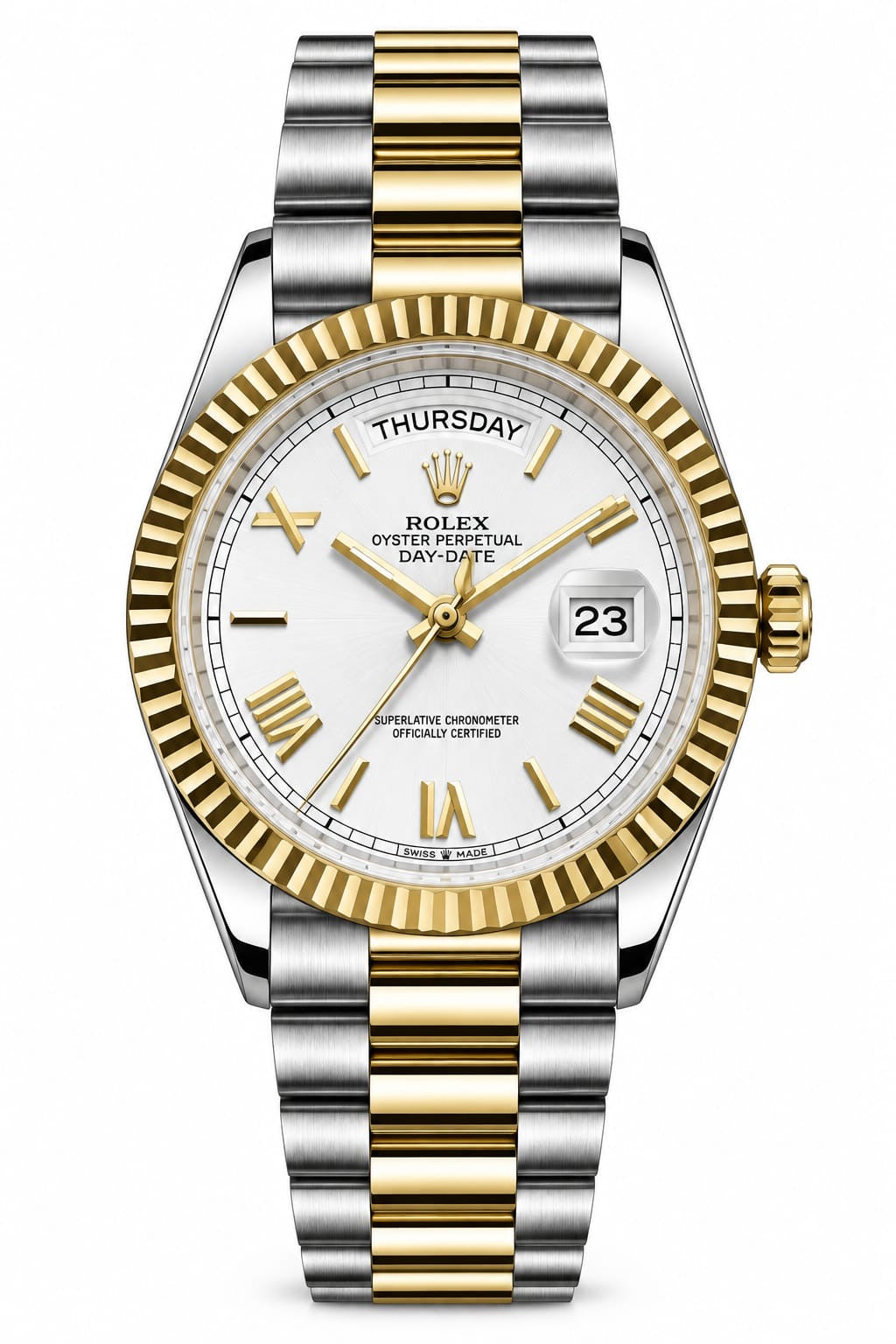 Rolex | two tune silver & gold with white dial