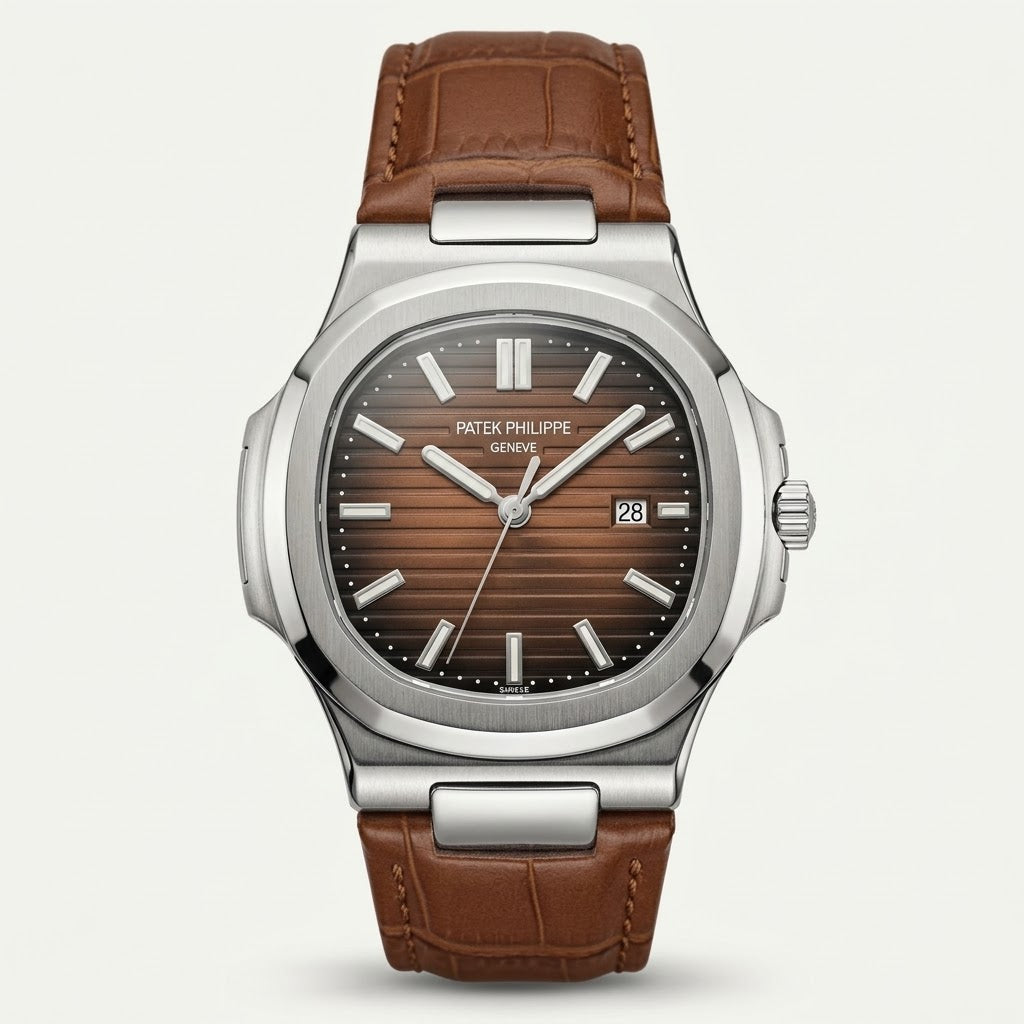Patel philippe leather strap | wood brown