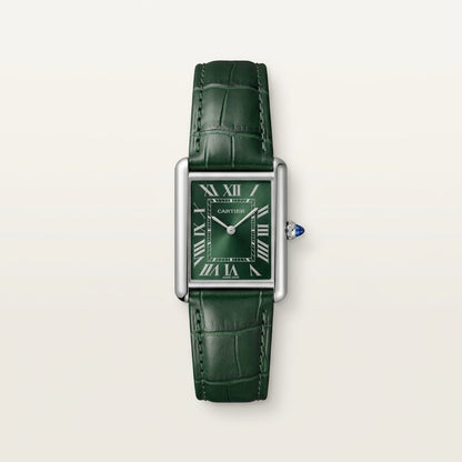 Cartier tank | leather green roman dial