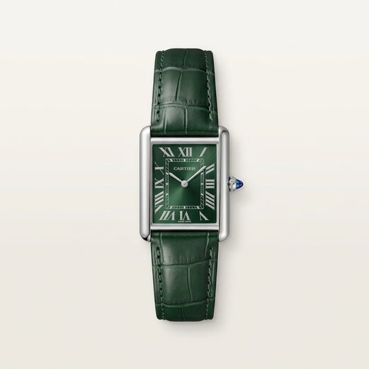 Cartier tank | leather green roman dial