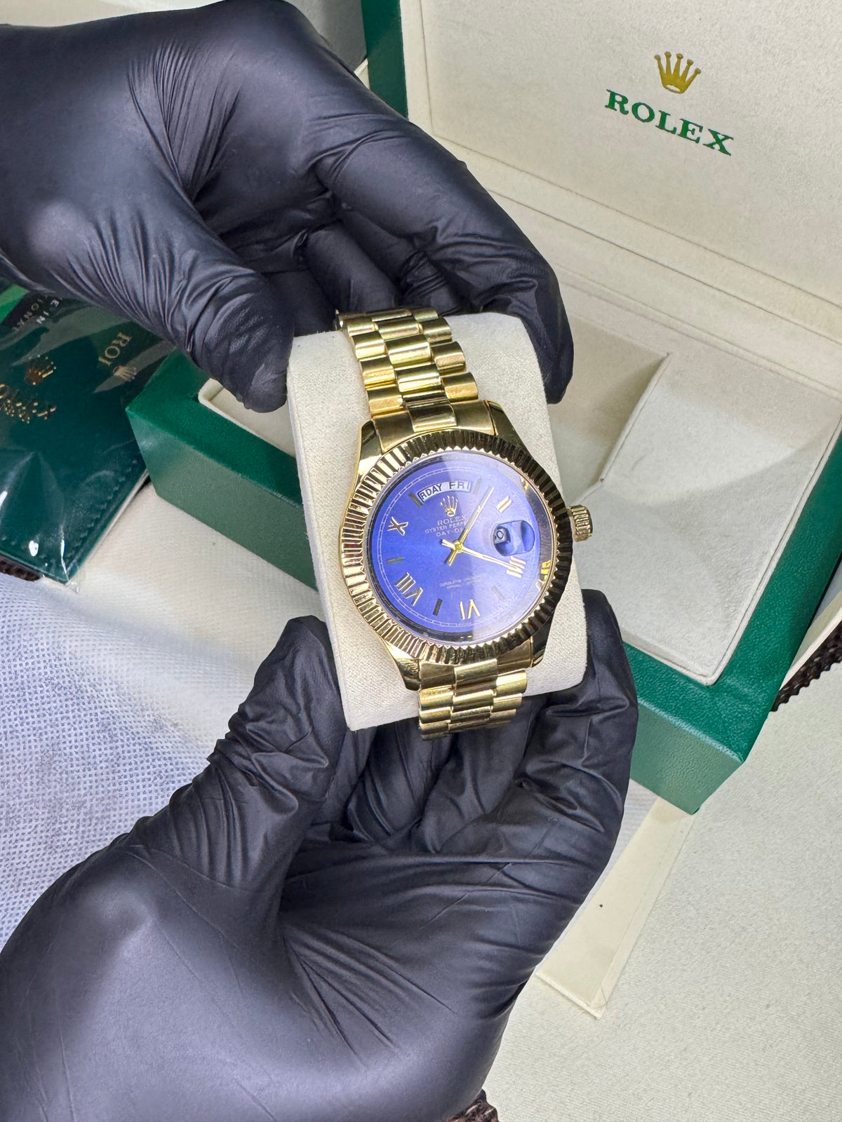 Rolex roman dial | golden blue
