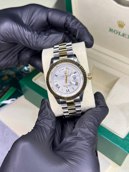 Rolex | two tune silver & gold with white dial
