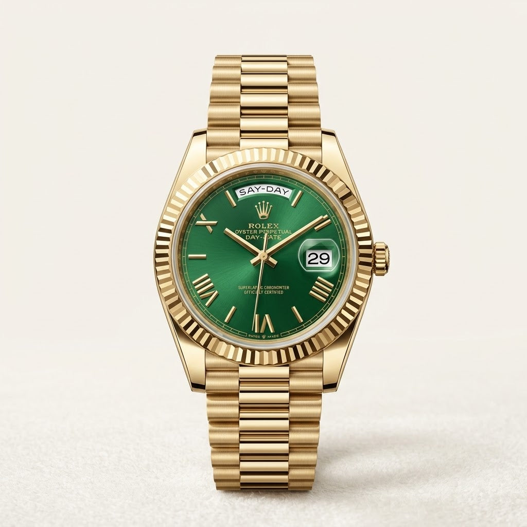 Rolex  | golden green roman dial