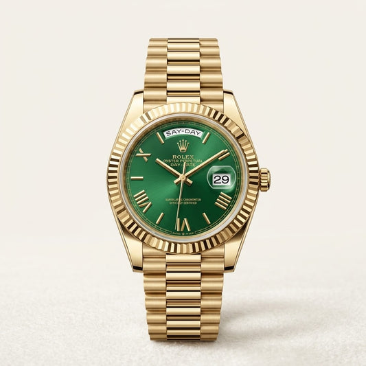 Rolex  | golden green roman dial