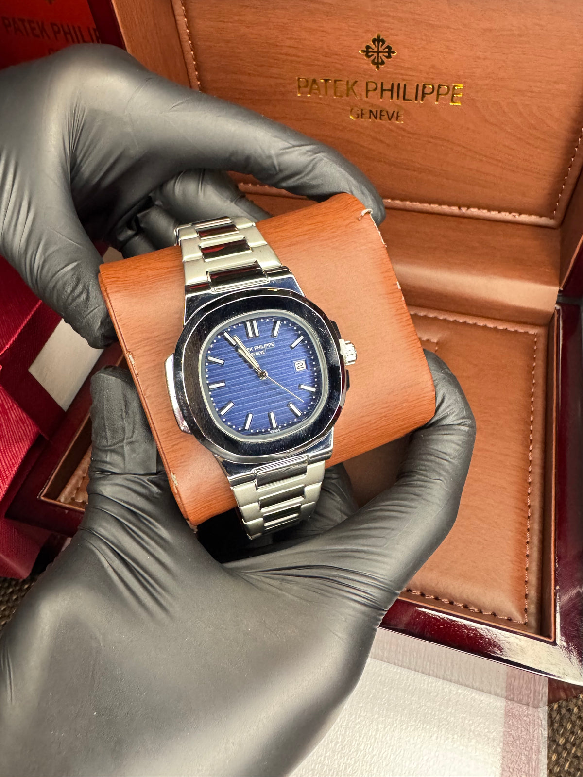 patek philipe silver dark blue